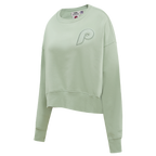 MLB PHILADELPHIA PHILLIES RETRO NEUTRAL WOMEN'S CREWNECK (MOSS)