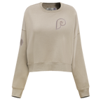 MLB PHILADELPHIA PHILLIES RETRO NEUTRAL WOMEN'S CREWNECK (TAUPE)
