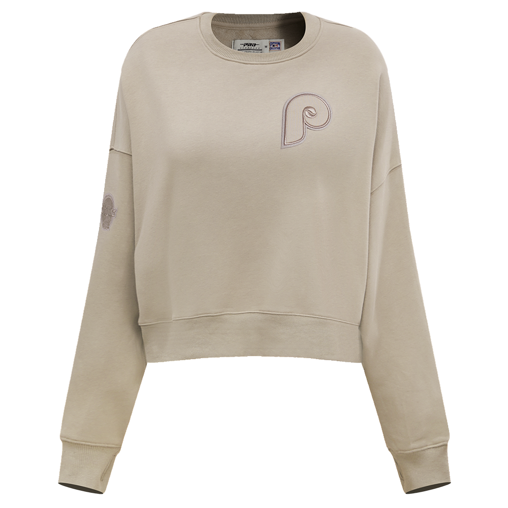 MLB PHILADELPHIA PHILLIES RETRO NEUTRAL WOMEN'S CREWNECK (TAUPE)