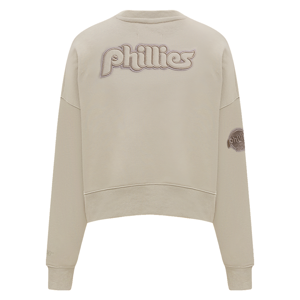 MLB PHILADELPHIA PHILLIES RETRO NEUTRAL WOMEN'S CREWNECK (TAUPE)