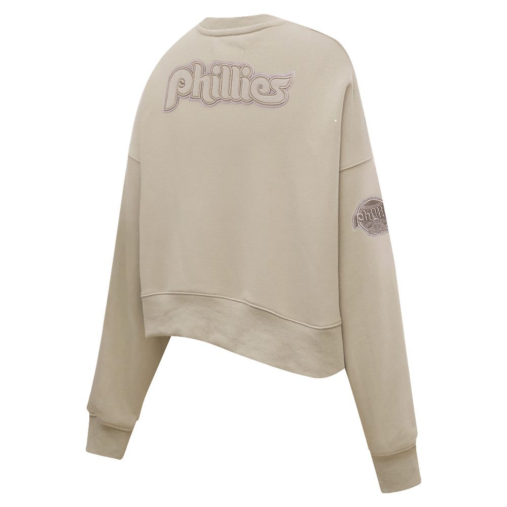 MLB PHILADELPHIA PHILLIES RETRO NEUTRAL WOMEN'S CREWNECK (TAUPE)