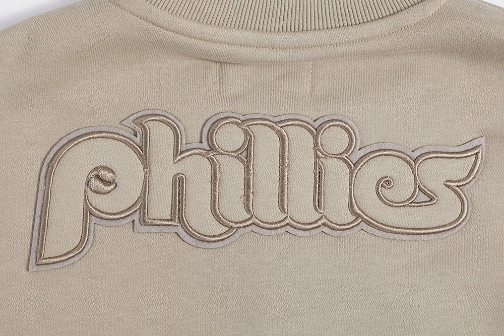 MLB PHILADELPHIA PHILLIES RETRO NEUTRAL WOMEN'S CREWNECK (TAUPE)
