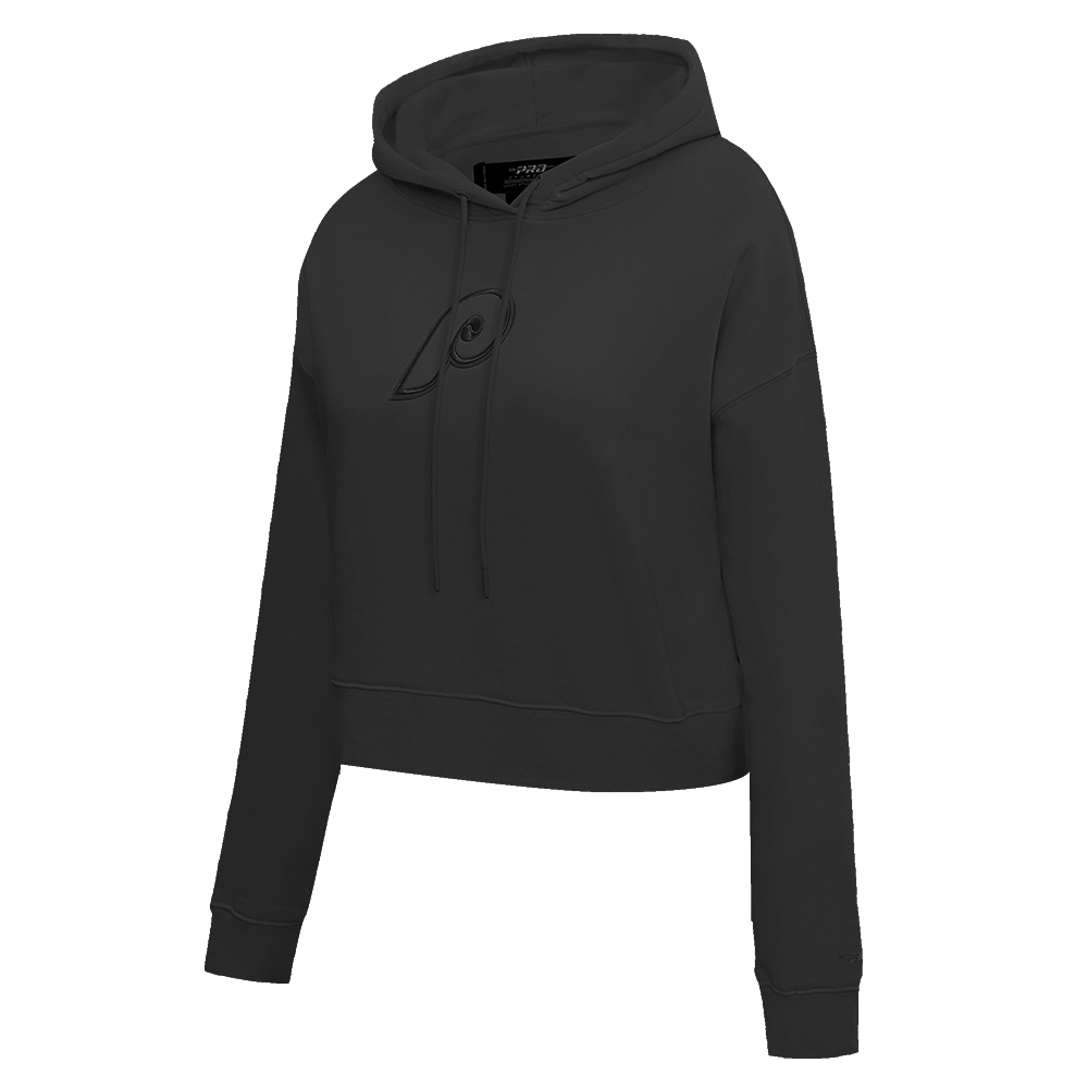 MLB PHILADELPHIA PHILLIES RETRO NEUTRAL WOMEN'S CROPPED PULLOVER HOODIE (BLACK)