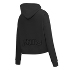 MLB PHILADELPHIA PHILLIES RETRO NEUTRAL WOMEN'S CROPPED PULLOVER HOODIE (BLACK)