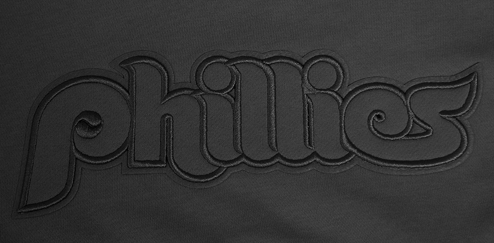 MLB PHILADELPHIA PHILLIES RETRO NEUTRAL WOMEN'S CROPPED PULLOVER HOODIE (BLACK)