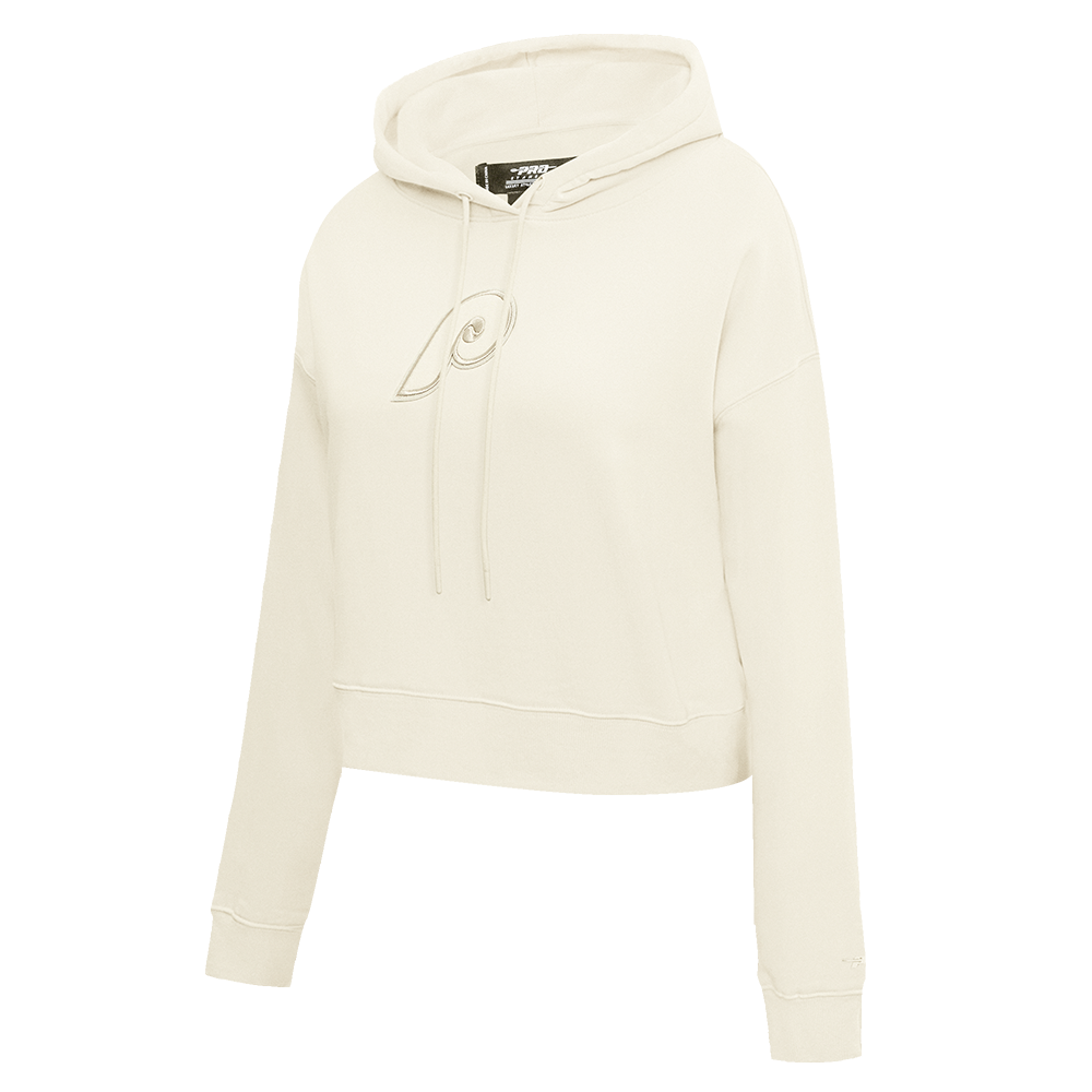 MLB PHILADELPHIA PHILLIES RETRO NEUTRAL WOMEN'S CROPPED PULLOVER HOODIE (EGGSHELL)