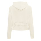 MLB PHILADELPHIA PHILLIES RETRO NEUTRAL WOMEN'S CROPPED PULLOVER HOODIE (EGGSHELL)