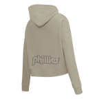MLB PHILADELPHIA PHILLIES NEUTRAL CHANDAIL À CAPUCHON RÉTRO COURT POUR FEMME (TAUPE)