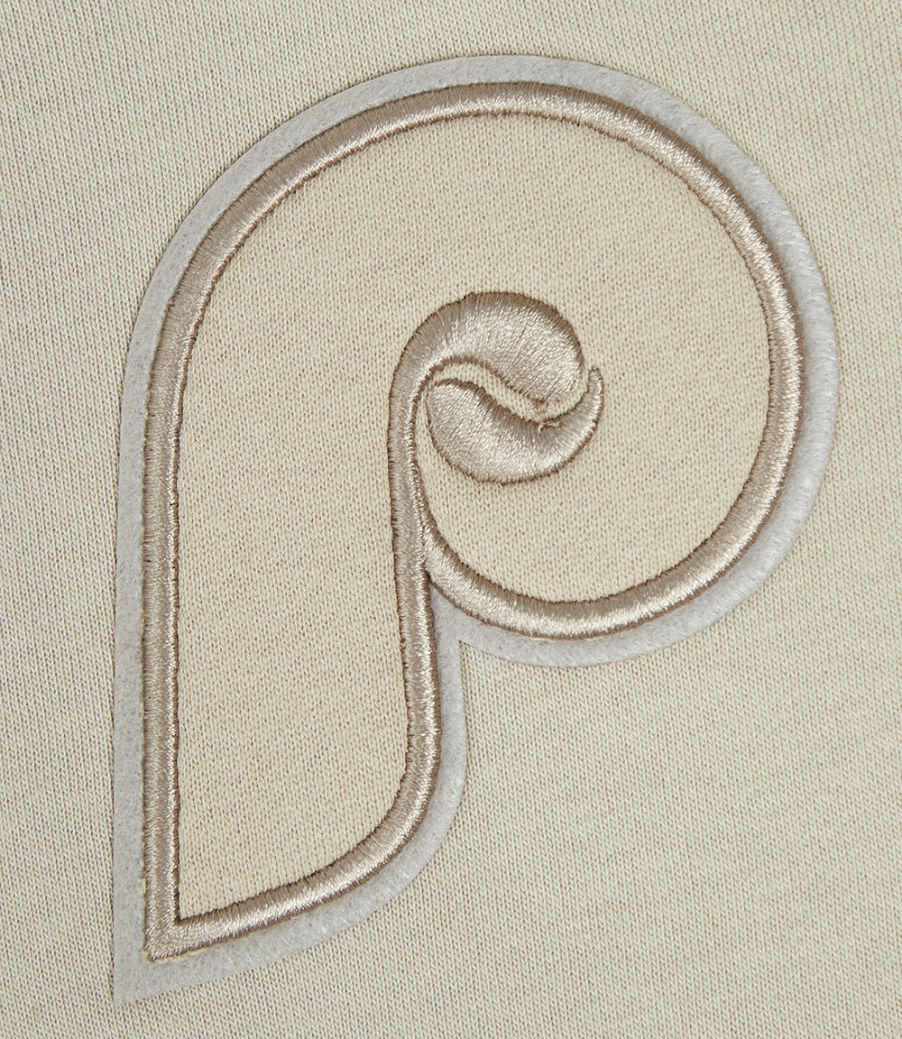 MLB PHILADELPHIA PHILLIES NEUTRAL CHANDAIL À CAPUCHON RÉTRO COURT POUR FEMME (TAUPE)