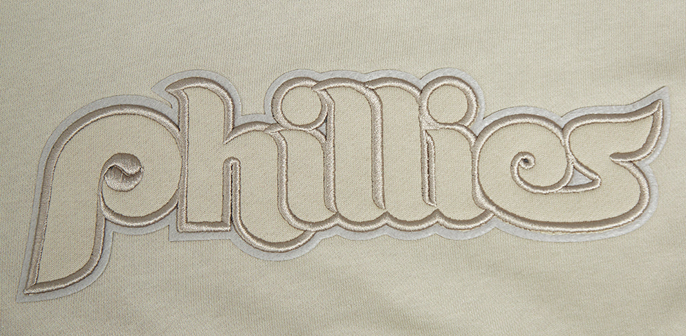 MLB PHILADELPHIA PHILLIES NEUTRAL CHANDAIL À CAPUCHON RÉTRO COURT POUR FEMME (TAUPE)