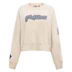 MLB PHILADELPHIA PHILLIES VARSITY BLUES WOMEN'S CREWNECK (LINEN)
