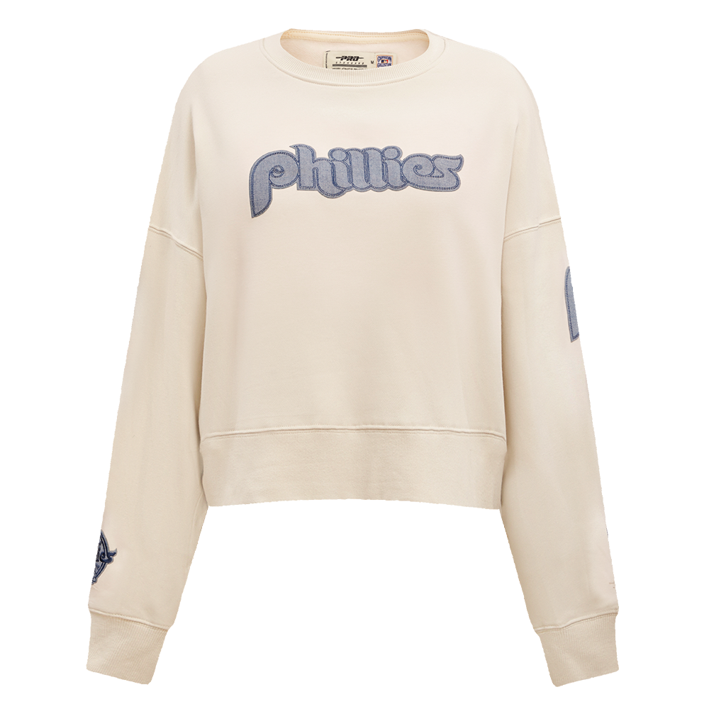 MLB PHILADELPHIA PHILLIES VARSITY BLUES WOMEN'S CREWNECK (LINEN)