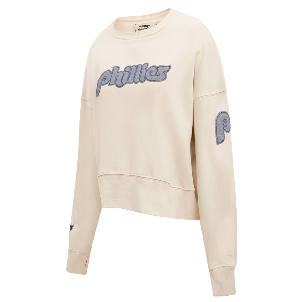 MLB PHILADELPHIA PHILLIES VARSITY BLUES WOMEN'S CREWNECK (LINEN)
