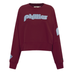 MLB PHILADELPHIA PHILLIES VARSITY BLUES WOMEN'S CREWNECK (WINE)