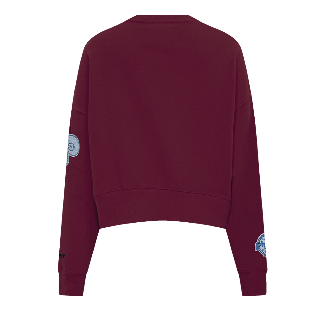 MLB PHILADELPHIA PHILLIES VARSITY BLUES WOMEN'S CREWNECK (WINE)