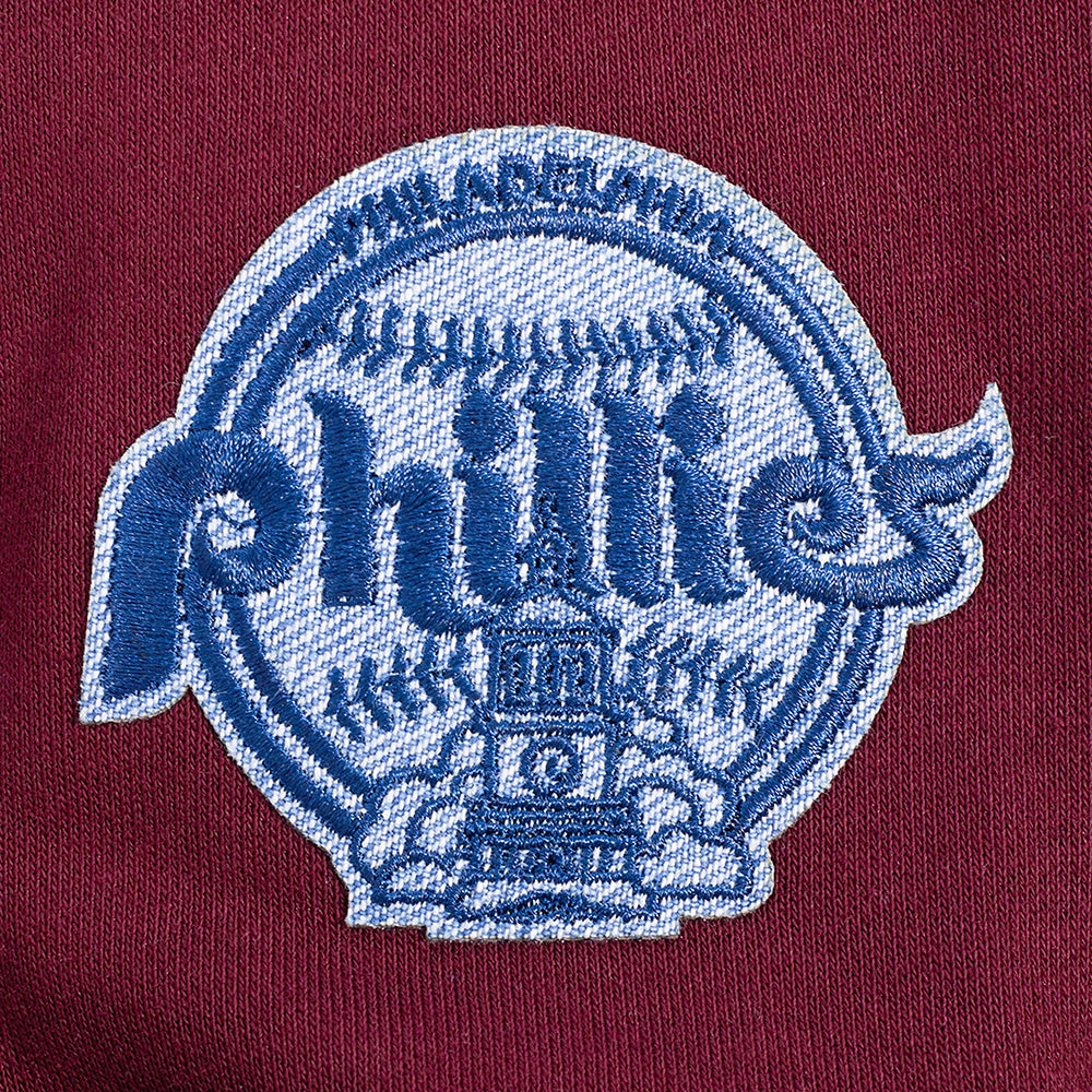 MLB PHILADELPHIA PHILLIES VARSITY BLUES WOMEN'S CREWNECK (WINE)