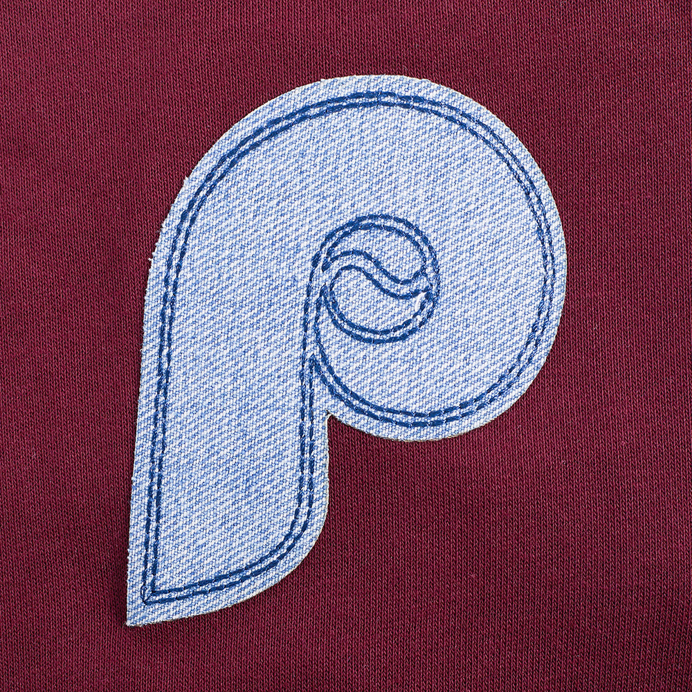 MLB PHILADELPHIA PHILLIES VARSITY BLUES WOMEN'S CREWNECK (WINE)