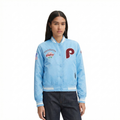 MLB PHILADELPHIA PHILLIES RETRO CLASSIC WOMEN'S RIB SATIN JACKET (UNIVERSITY BLUE)