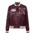 MLB PHILADELPHIA PHILLIES MASH UP BLOUSON RÉTRO EN SATIN À BORDS CÔTELÉS POUR FEMME (LIE-DE-VIN)