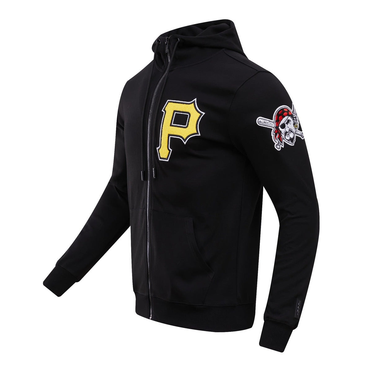 MLB PITTSBURGH PIRATES CLASSIC CHENILLE MEN'S FULL ZIP PULLOVER HOODIE (BLACK)