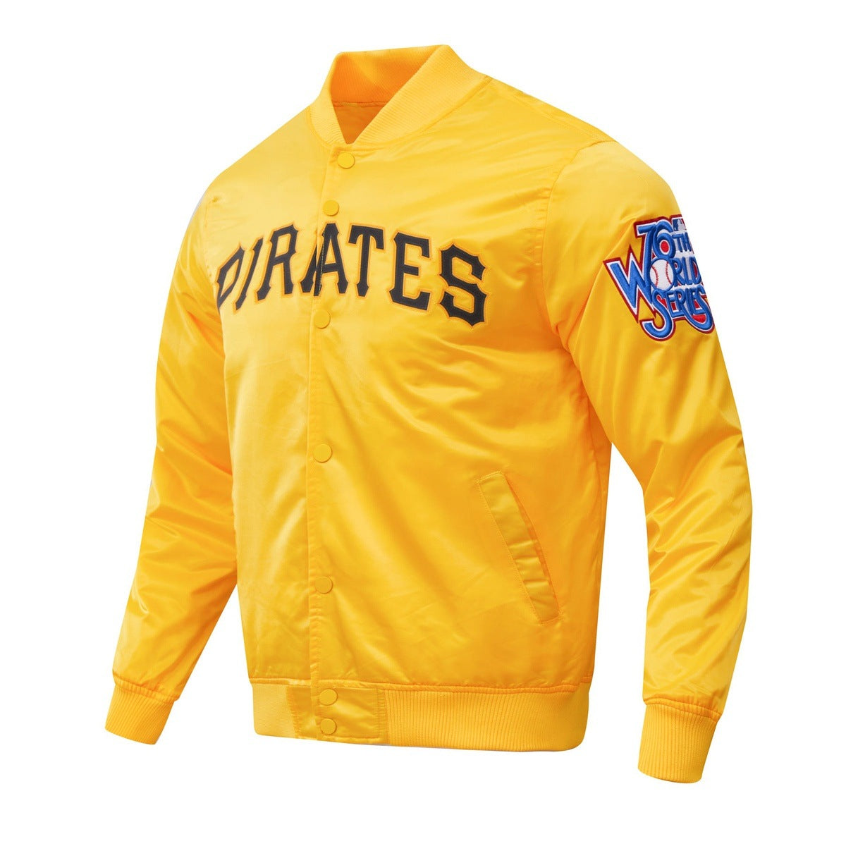 MLB PITTSBURGH PIRATES BIG LOGO WORLD SERIES MEN'S SATIN JACKET (YELLOW)