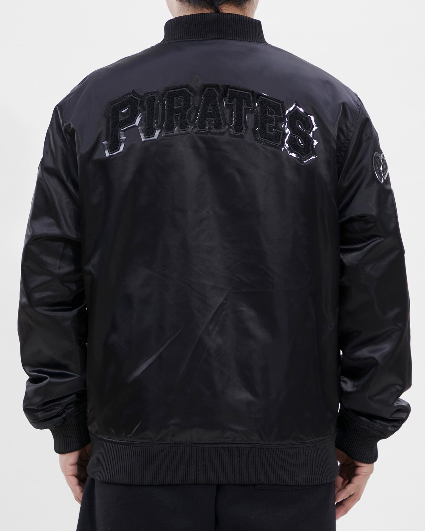MLB PITTSBURGH PIRATES TRIPLE BLACK MEN'S SATIN JACKET (TRIPLE BLACK)
