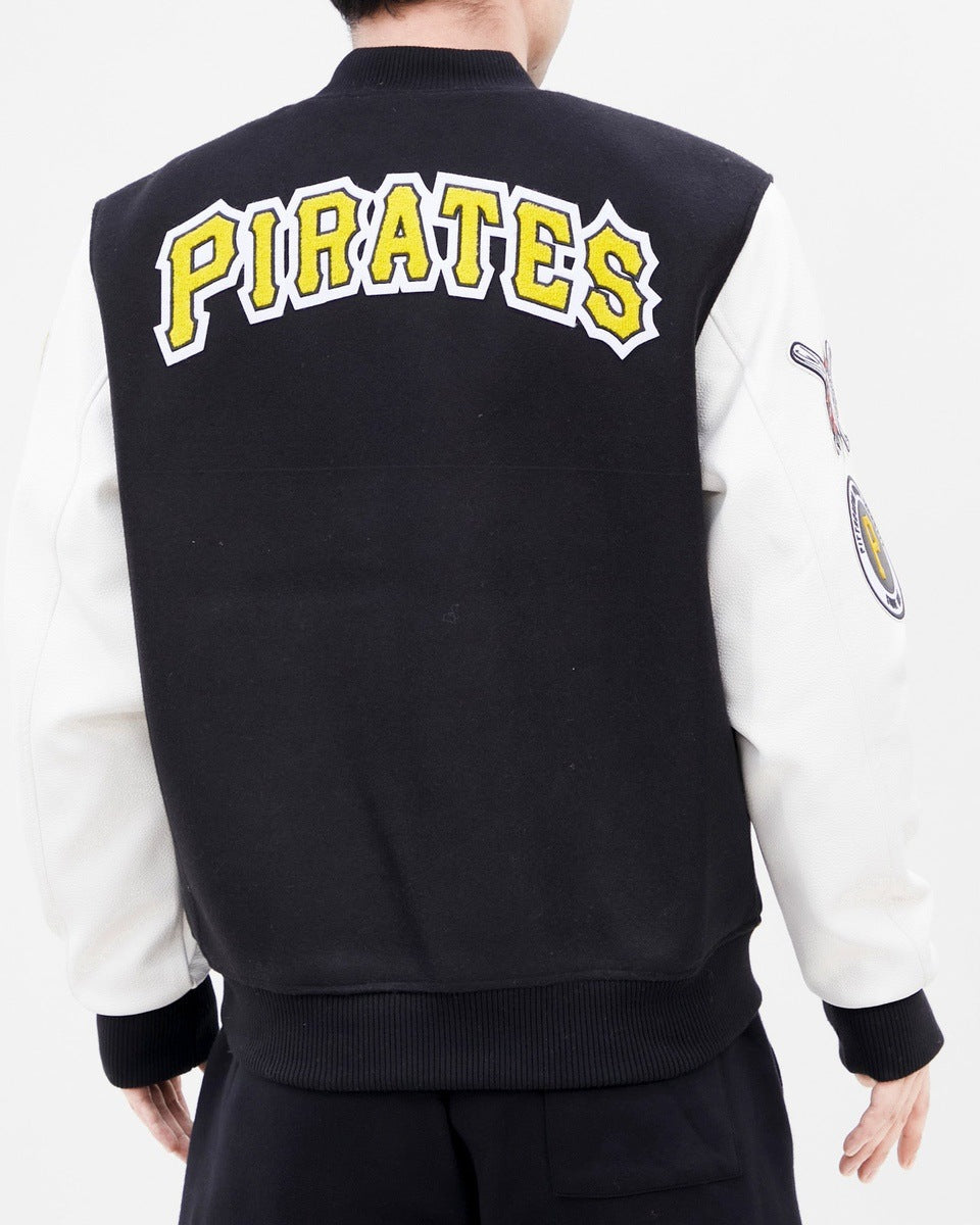 MLB PITTSBURGH PIRATES CLASSIC WOOL MEN'S VARSITY JACKET (BLACK/WHITE)