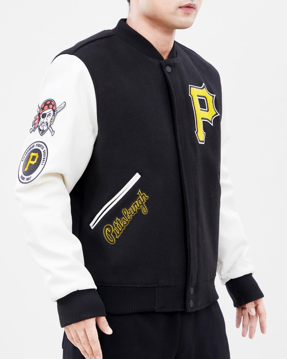 MLB PITTSBURGH PIRATES CLASSIC WOOL MEN'S VARSITY JACKET (BLACK/WHITE)