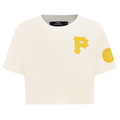 MLB PITTSBURGH PIRATES TRIPLE TONAL T-SHIRT EN JERSEY SIMPLE À COUPE CARRÉE POUR FEMME (COQUILLE D'ŒUF)