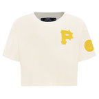 MLB PITTSBURGH PIRATES TRIPLE TONAL T-SHIRT EN JERSEY SIMPLE À COUPE CARRÉE POUR FEMME (COQUILLE D'ŒUF)