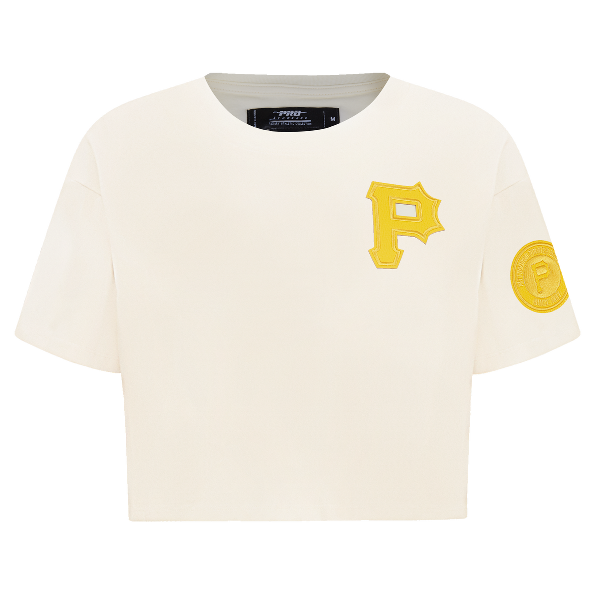 MLB PITTSBURGH PIRATES TRIPLE TONAL T-SHIRT EN JERSEY SIMPLE À COUPE CARRÉE POUR FEMME (COQUILLE D'ŒUF)