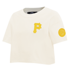 MLB PITTSBURGH PIRATES TRIPLE TONAL T-SHIRT EN JERSEY SIMPLE À COUPE CARRÉE POUR FEMME (COQUILLE D'ŒUF)