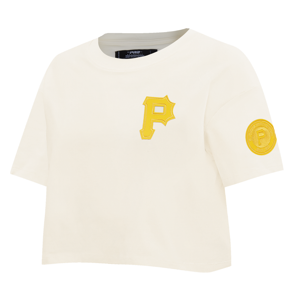 MLB PITTSBURGH PIRATES TRIPLE TONAL T-SHIRT EN JERSEY SIMPLE À COUPE CARRÉE POUR FEMME (COQUILLE D'ŒUF)