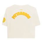 MLB PITTSBURGH PIRATES TRIPLE TONAL T-SHIRT EN JERSEY SIMPLE À COUPE CARRÉE POUR FEMME (COQUILLE D'ŒUF)