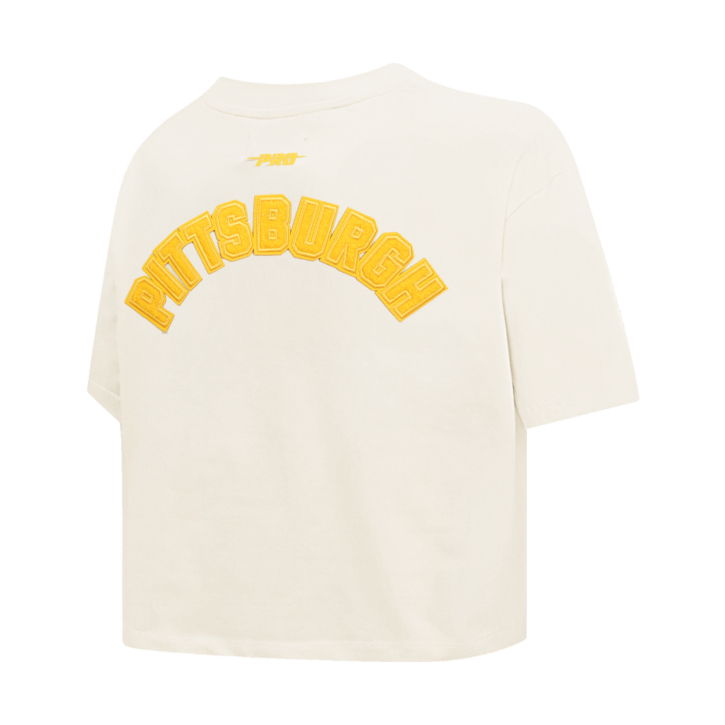 MLB PITTSBURGH PIRATES TRIPLE TONAL T-SHIRT EN JERSEY SIMPLE À COUPE CARRÉE POUR FEMME (COQUILLE D'ŒUF)