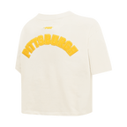 MLB PITTSBURGH PIRATES TRIPLE TONAL T-SHIRT EN JERSEY SIMPLE À COUPE CARRÉE POUR FEMME (COQUILLE D'ŒUF)