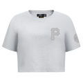 MLB PITTSBURGH PIRATES TRIPLE TONAL T-SHIRT EN JERSEY SIMPLE À COUPE CARRÉE POUR FEMME (GRIS CHINÉ)