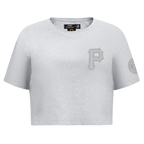 MLB PITTSBURGH PIRATES TRIPLE TONAL T-SHIRT EN JERSEY SIMPLE À COUPE CARRÉE POUR FEMME (GRIS CHINÉ)