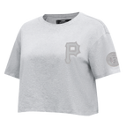 MLB PITTSBURGH PIRATES TRIPLE TONAL T-SHIRT EN JERSEY SIMPLE À COUPE CARRÉE POUR FEMME (GRIS CHINÉ)