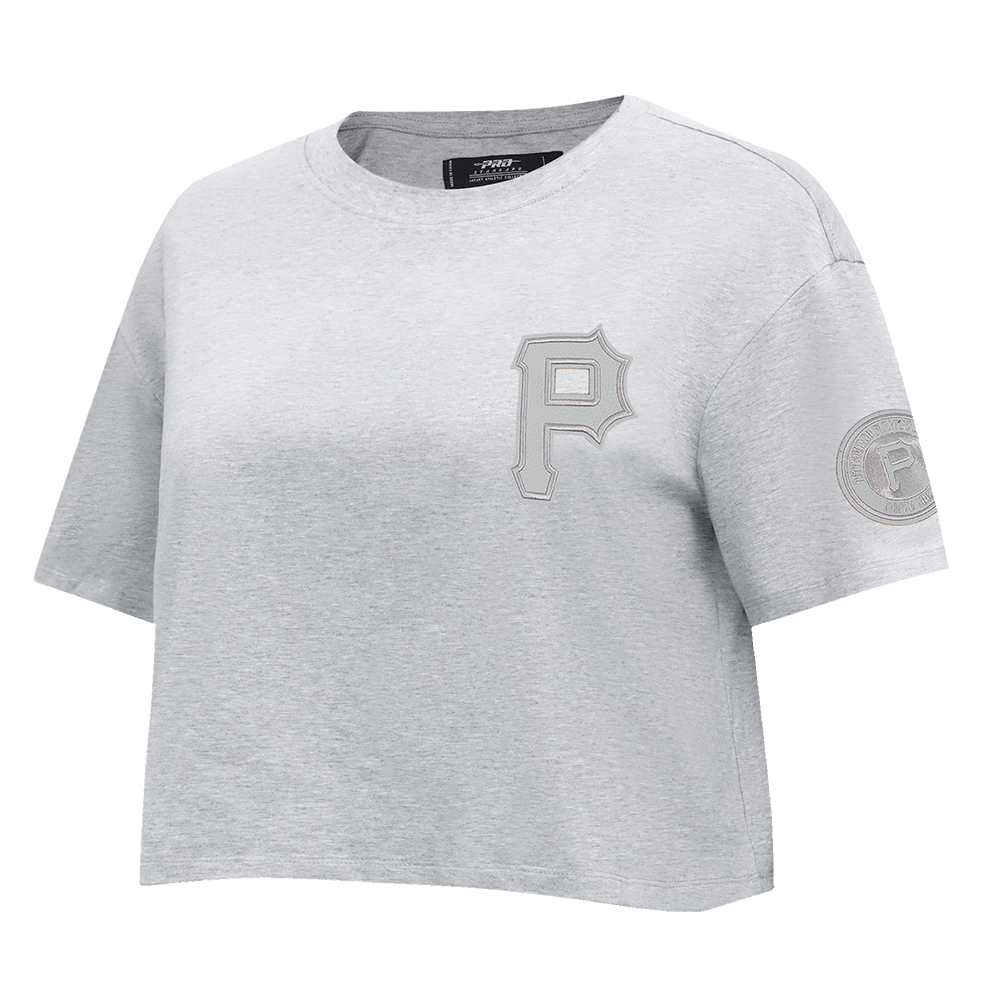 MLB PITTSBURGH PIRATES TRIPLE TONAL T-SHIRT EN JERSEY SIMPLE À COUPE CARRÉE POUR FEMME (GRIS CHINÉ)