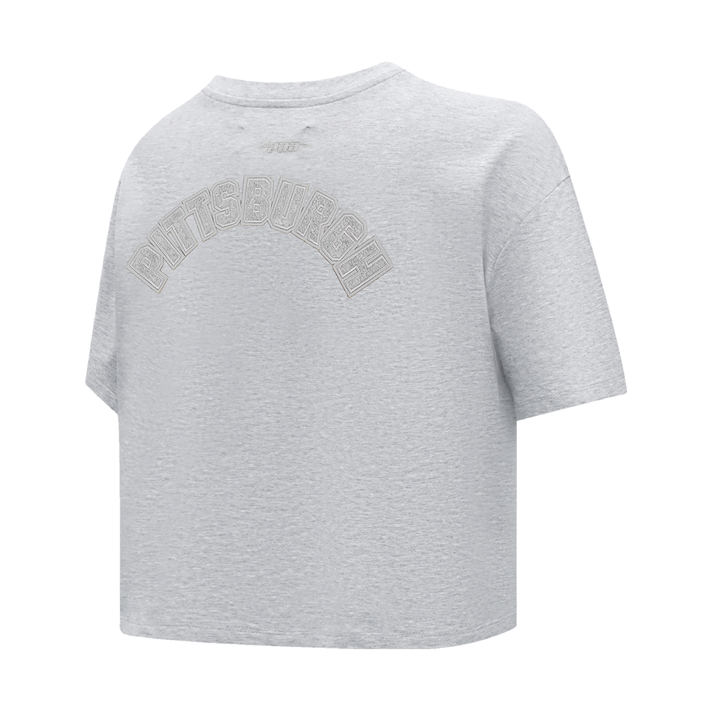 MLB PITTSBURGH PIRATES TRIPLE TONAL T-SHIRT EN JERSEY SIMPLE À COUPE CARRÉE POUR FEMME (GRIS CHINÉ)