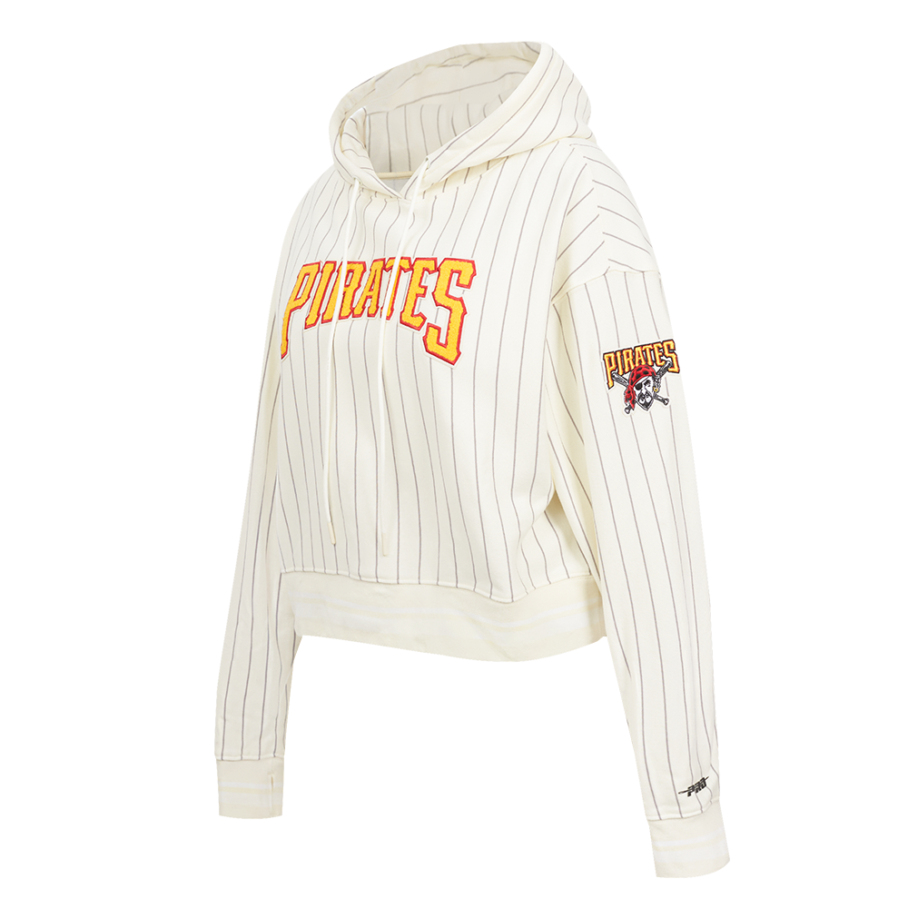 MLB PITTSBURGH PIRATES PINSTRIPE RETRO CLASSIC WOMEN'S RIB FLC CROPPED P (EGGSHELL/ GREY)