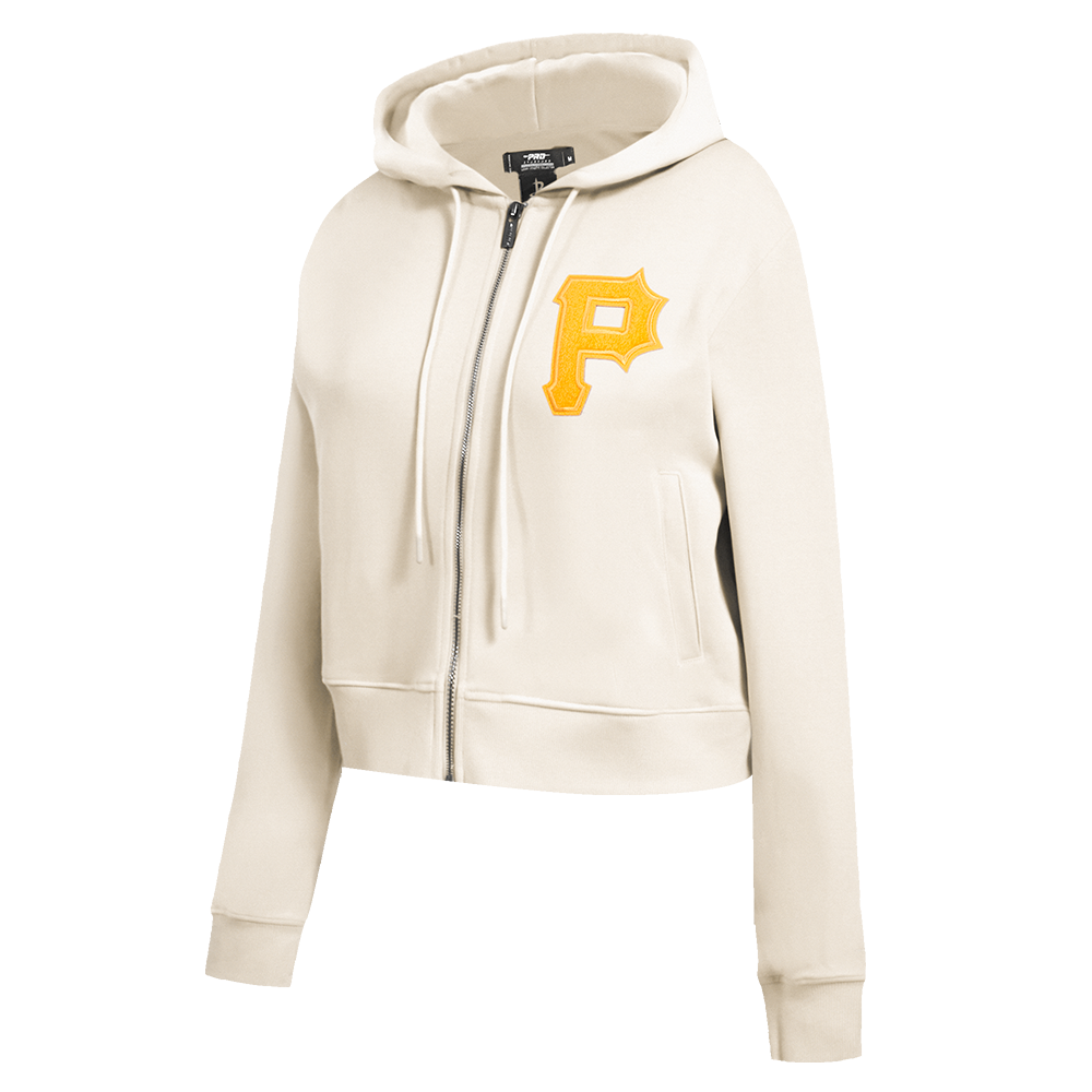 MLB PITTSBURGH PIRATES TRIPLE TONAL WOMEN'S DOUBLE KNIT FULL ZIP HOODIE (EGGSHELL)