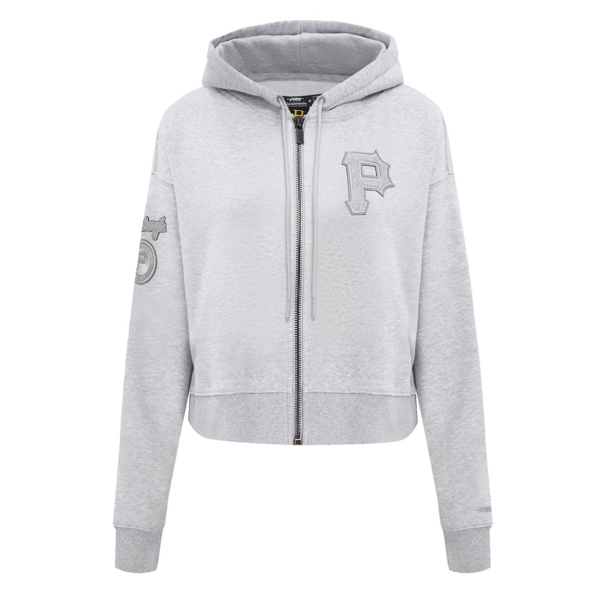 MLB PITTSBURGH PIRATES TRIPLE TONAL WOMEN'S DOUBLE KNIT FULL ZIP HOODIE (HEATHER GREY)