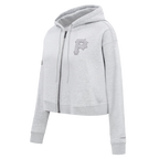MLB PITTSBURGH PIRATES TRIPLE TONAL WOMEN'S DOUBLE KNIT FULL ZIP HOODIE (HEATHER GREY)
