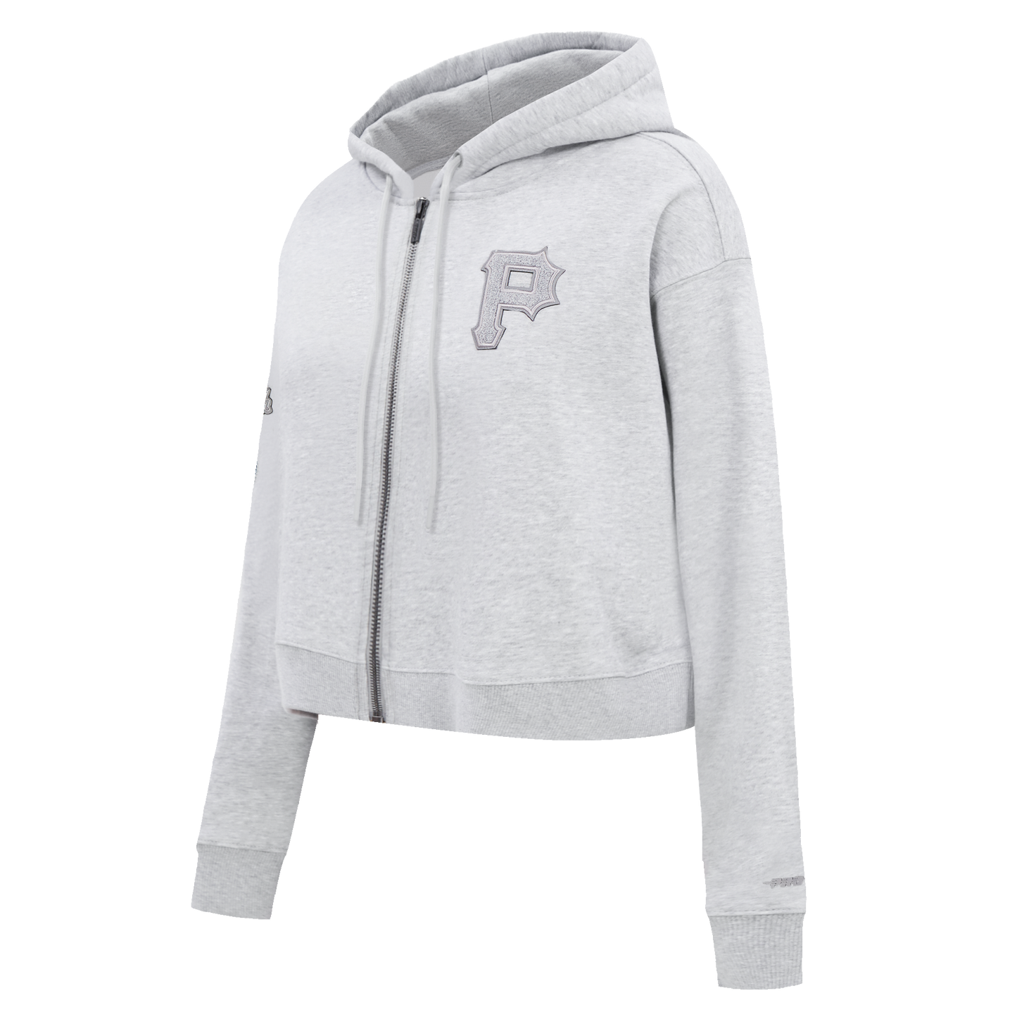 MLB PITTSBURGH PIRATES TRIPLE TONAL WOMEN'S DOUBLE KNIT FULL ZIP HOODIE (HEATHER GREY)