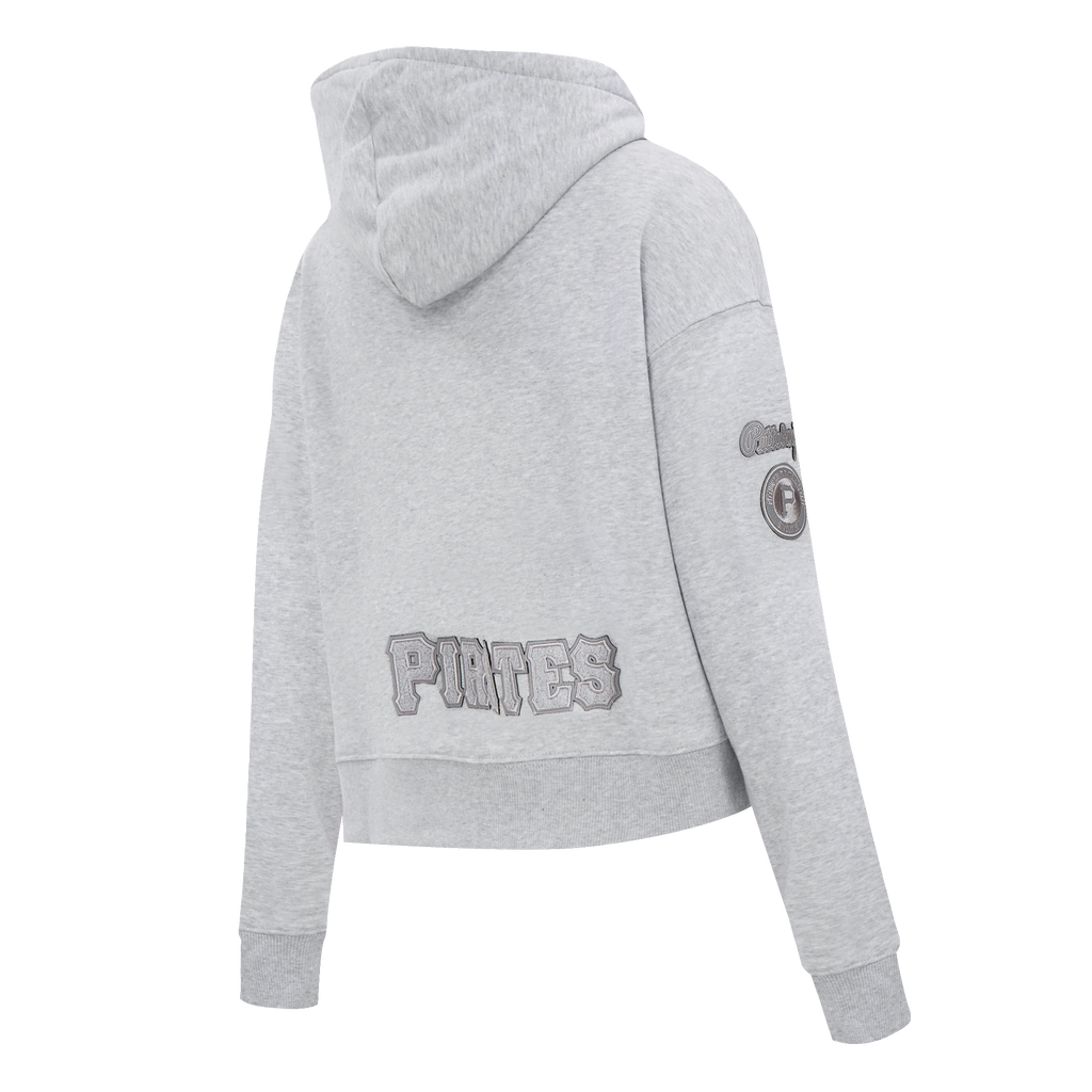 MLB PITTSBURGH PIRATES TRIPLE TONAL WOMEN'S DOUBLE KNIT FULL ZIP HOODIE (HEATHER GREY)