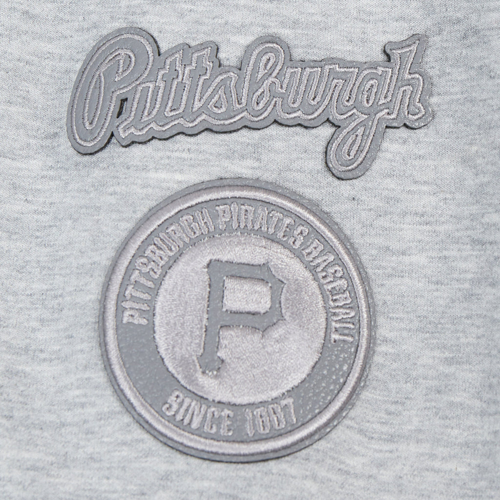 MLB PITTSBURGH PIRATES TRIPLE TONAL WOMEN'S DOUBLE KNIT FULL ZIP HOODIE (HEATHER GREY)