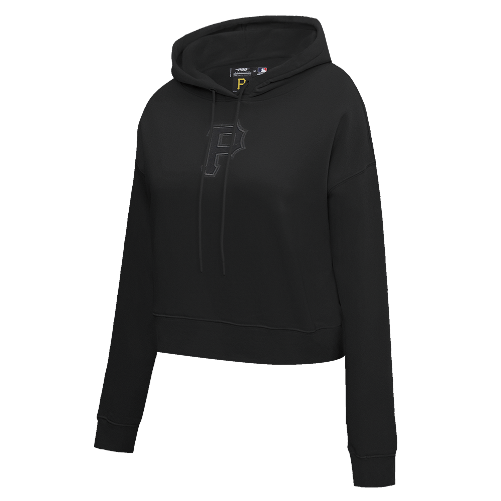 MLB PITTSBURGH PIRATES NEUTRAL WOMEN'S CROPPED PULLOVER HOODIE (BLACK)