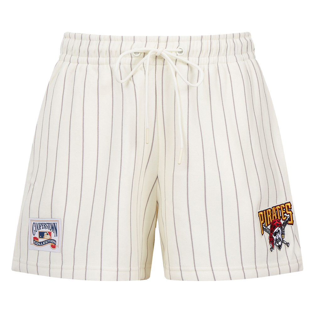 MLB PITTSBURGH PIRATES PINSTRIPE RETRO CLASSIC WOMEN'S FLC SHORT (EGGSHELL/ GREY)